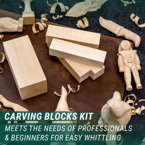 BeaverCraft, Wood Carving Kit S16 - Whittling Wood Knife Kit - Whittling Kit for Beginners - Wood Block Blank Whittling Knife Kit