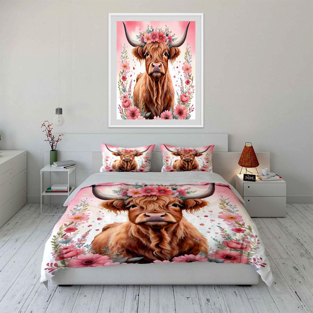 Floral Bull 3-Piece Set Decor Multiple Sizes Kid'S And Adults' Bedroom Exquisite 3Pc Bedding Set, Gift