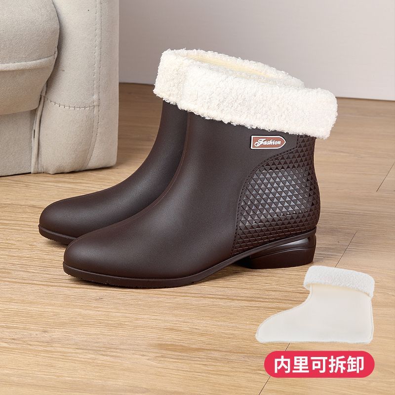 2025 new fashionable women's mid-calf rain boots anti slip waterproof and warm women's shoes Winter women's boots zapatos mujer