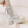 10cm Leather Thick Soled Mesh Boots for Women, New Hollowed Out Martin Boots. Small Stature Makes You Look Taller and Slimmer, Martin Boots