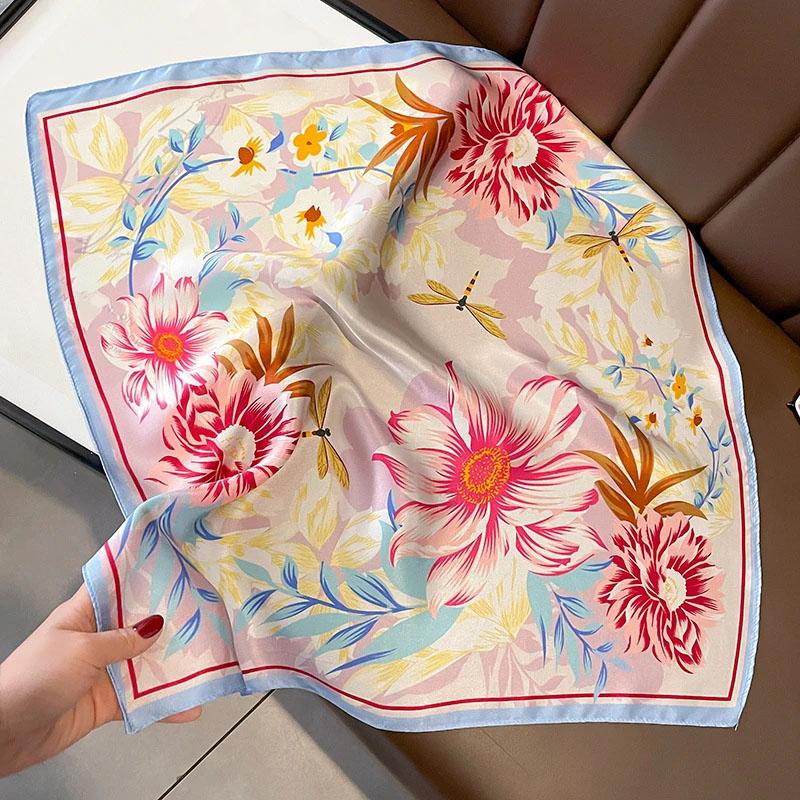 New 100% Natural Real Silk Scarf Fashion Women Summer Beach Small 53*53cm Neck Scarves Shawl Bandana Hijab Pashmina Poncho 2026