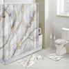 4-teiliges abstraktes Duschvorhang-Set mit rutschfester Badematte, Toilettendeckelbezug, Kontur-Teppich & 12 Haken, Badezimmerdekoration