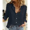 Solid Color Casual Loose Long Sleeved Linen Shirt