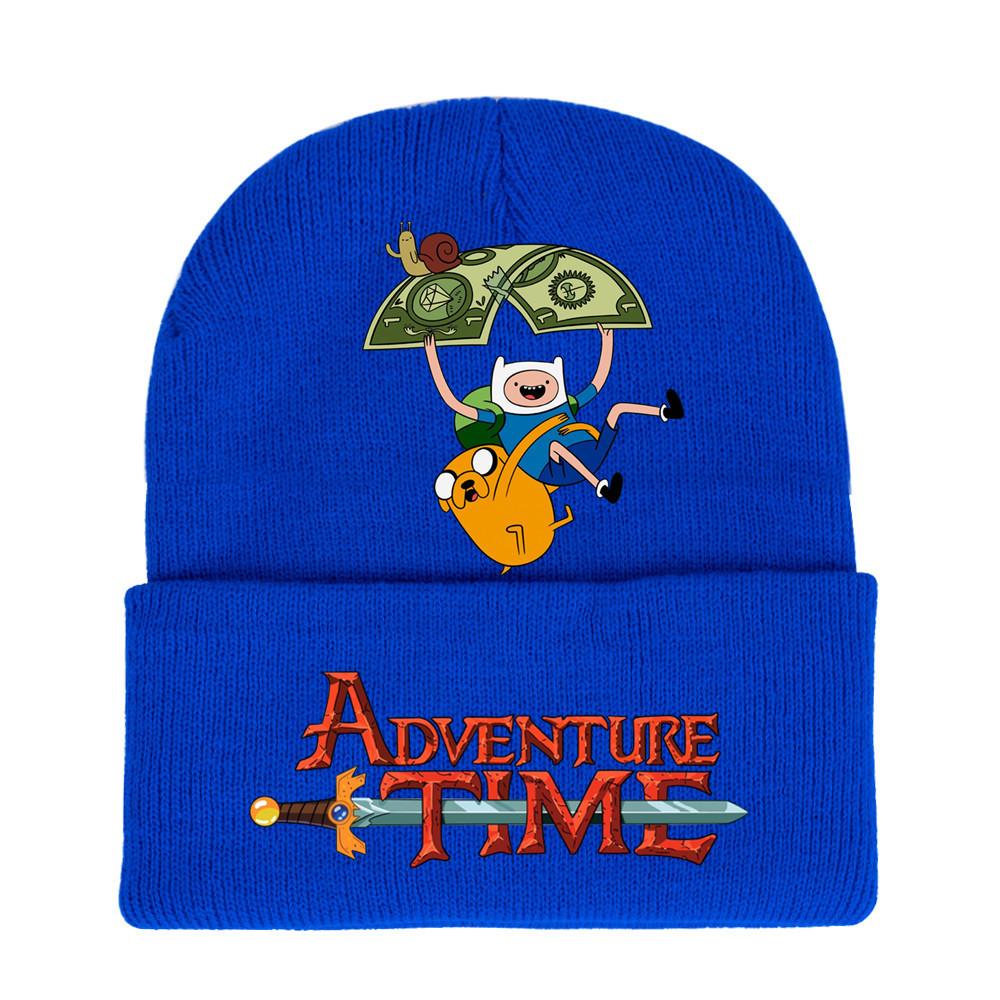 Adventure Time Cartoon Print Acrylic Knit Hat Winter Warm Unisex Beanie For Adults Teens