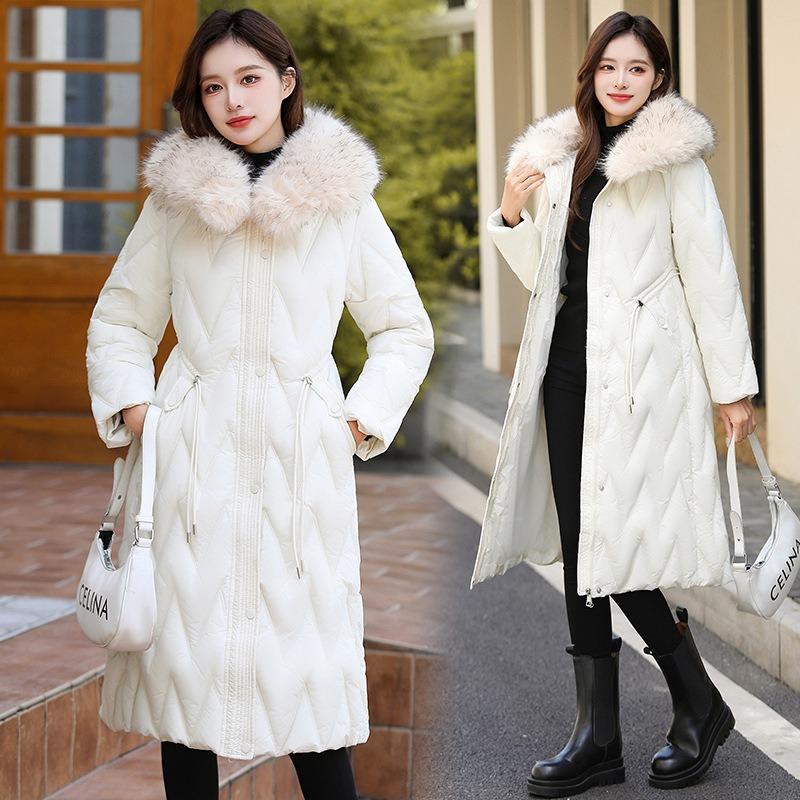Down Cotton Clothes Women's Medium and Long Winter New Fashion Loose Thickened Warm Windproof Hooded Jacket