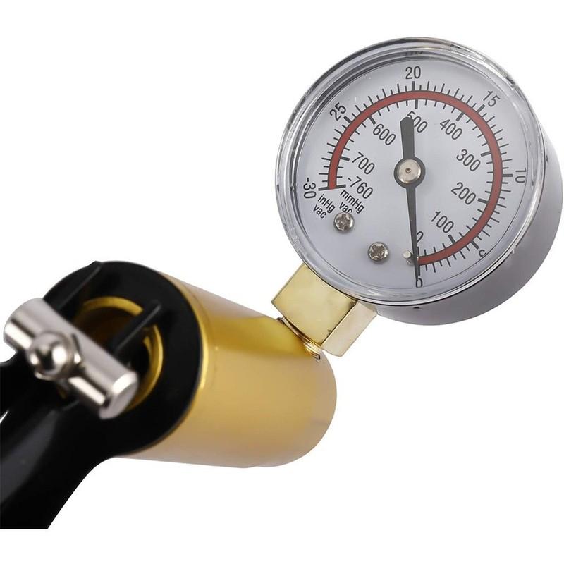 Portable Brake Bleeder Kit Durable Aluminum 2 in 1 Brake Fluid Drain Kit Manual With Gauge Vacuum Pistol Pump Tester