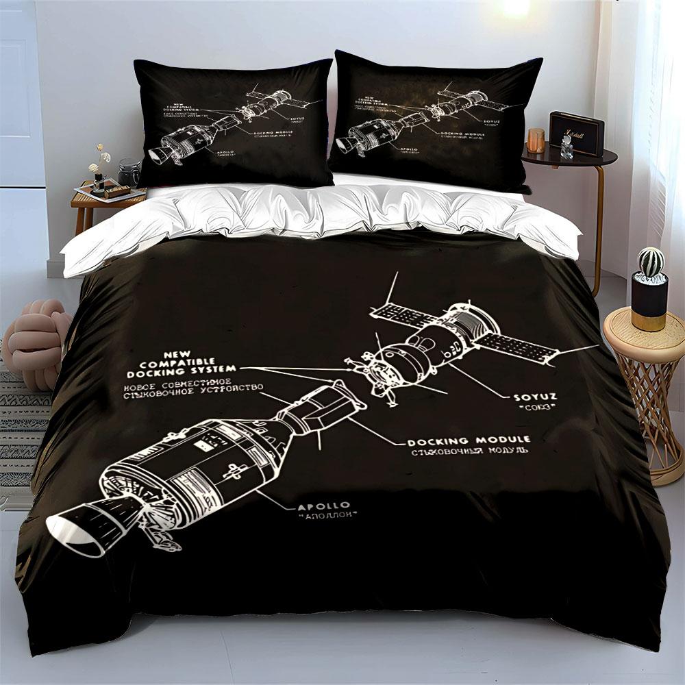 Apollo Soyuz Docking Diagram Bedding Duvet Cover Set Duvet Cover Pillowcases (1*Duvet Cover 2*Pillowcases, without duvet insert)