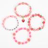 Strawberry Pendant Pink Beads Multilayer Stretch Bracelet Cute Fruit Hand Decoration Gift for Women