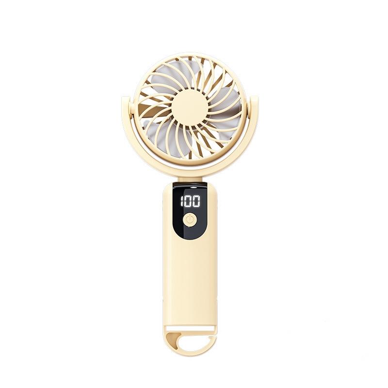 Mini Portable Handheld Fan Carabiner Design Digital Display 100 Speeds for Outdoor Dormitory Desktop Students