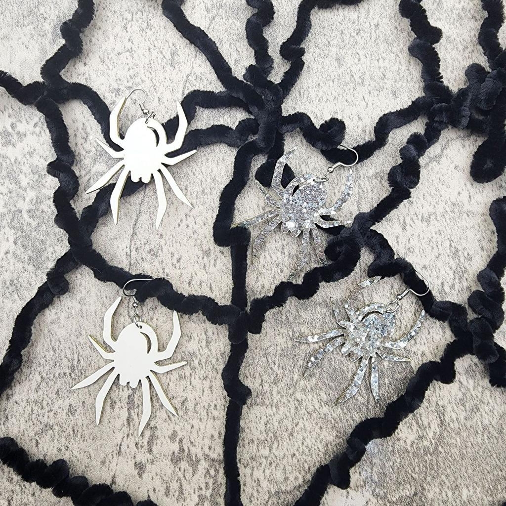 Halloween Leather Earrings Pu Spider Sequin Earrings Independent Station Products