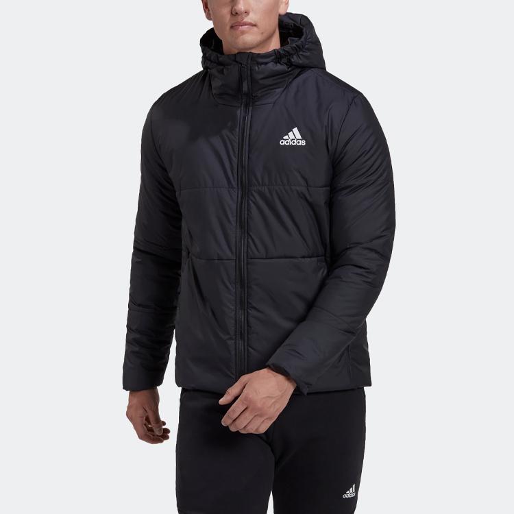 Adidas Logo Print Striped Pattern Stand Collar Long Sleeve Cotton Jacket Men Jacket Black HG6276