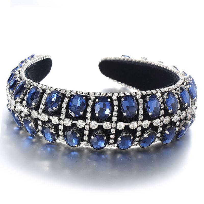 Luxury Baroque Sparkly Padded Rhinestones Headbands Full Crystal Hairbands Wide Diamond Headwear Hair Accessories Women