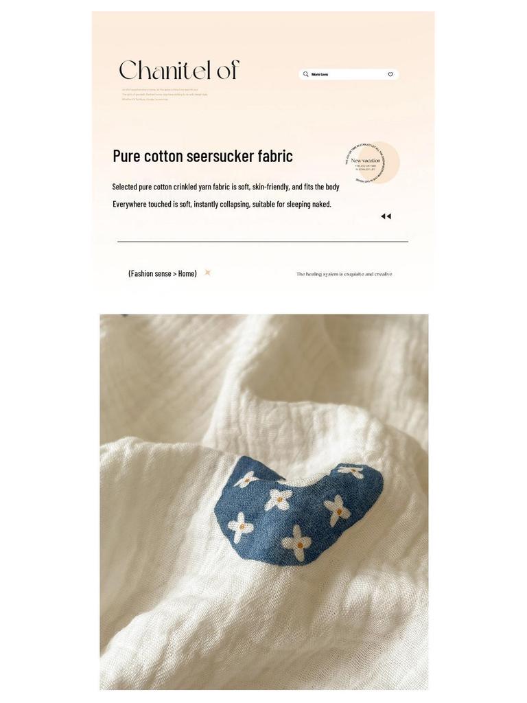 Class A Crinkled Gauze Cotton Children's Summer Quilt - Lightweight, Cooling, Machine Washable