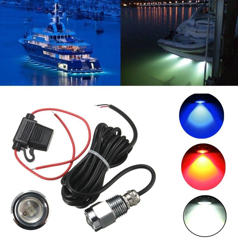 6 LED 1/2'' NPT Underwater Boat Drain Plug Light With Connector For