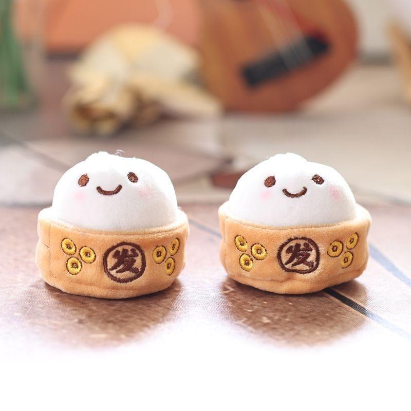 Soft Little Bun Keychain Kawaii Fluffy Xiaolongbao Keyring Simulation Food Cartoon Plush Pendant Gift