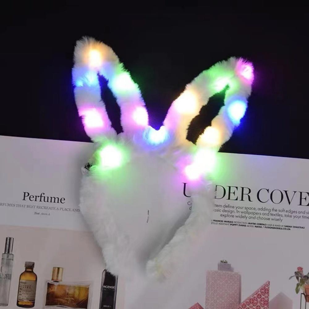 

Rabbit Ear Headdress Soft Light Up Headband Led Hairbands Bright Fur Bunny Ear Hair Accessories For Birthday Parties Christmas