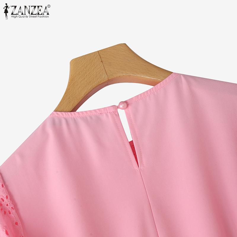 ZANZEA Blusa casual da donna con ricami in pizzo patchwork a maniche 3/4