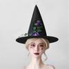 Halloween Witch Hat with Flowers Party Wizard Hats Decoration Props for Adults Children Cosplay Witch Net Gauze Headwear Costume