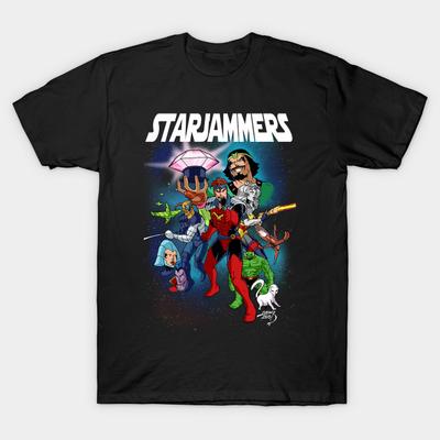 Men Black Print T-shirt Starjammers No-Cut Transfer Paper Print Cotton Tshirt