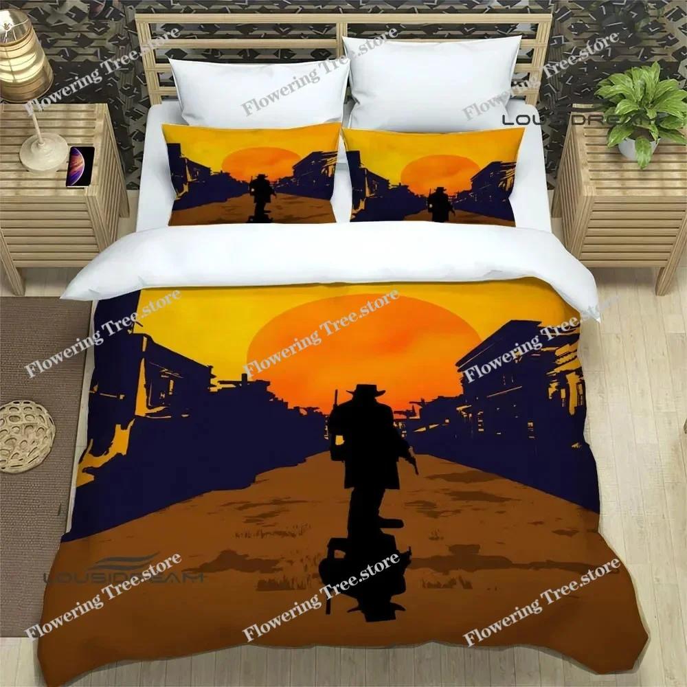 Red Dead Redemption 2 Print Bedding Sets Exquisite Supplies Set Duvet Cover Bed Comforter Set Bedding Set Luxury Birthday Gift