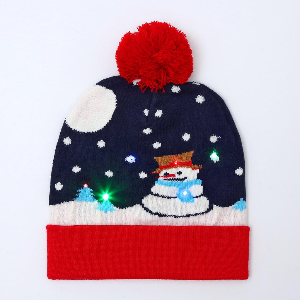 Unique Patterned Christmas Beanie Hat With Bright Led Lights For Winter Cheer