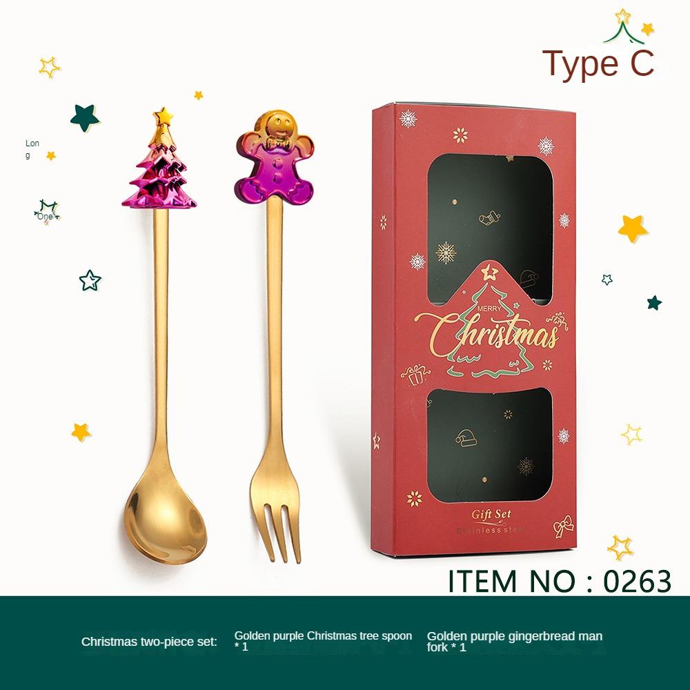 HANYANG Tableware Stainless Steel Small Spoon Golden Dessert Spoon Fruit Fork