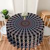 1 Piece Circular Tablecloth With Green Red Flower Waterproof Colorful Terrace Table Cover Multi-Purpose 63 Inch Totem Tablecloth