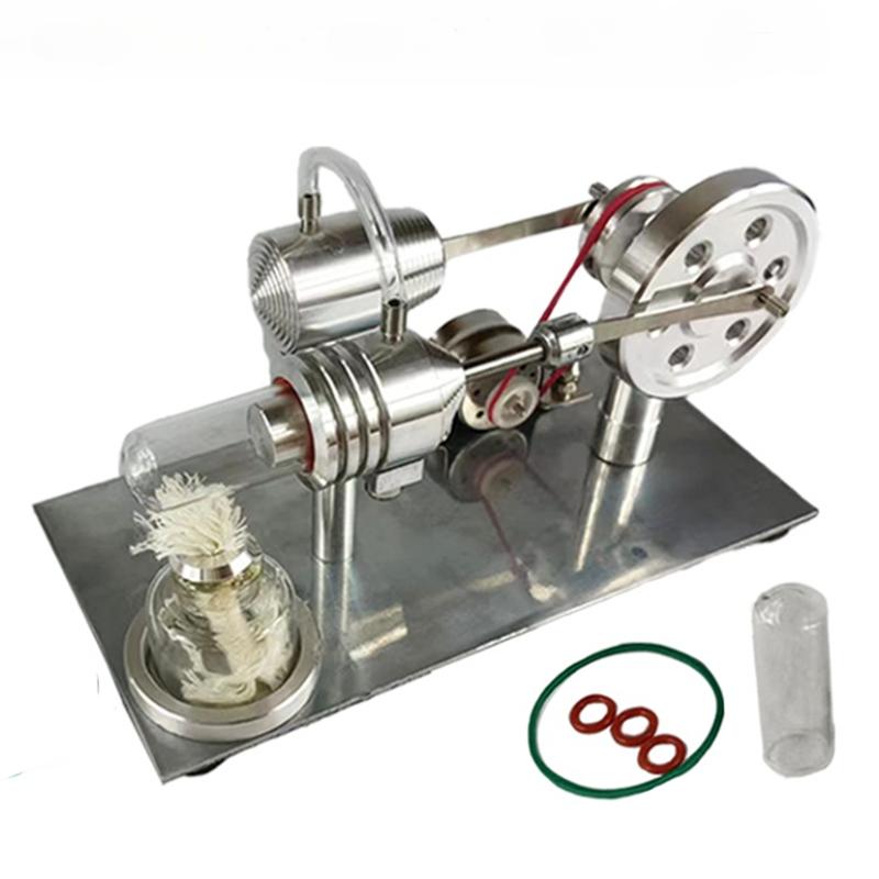 Hot Air Stirling Engine Alternator Aluminum Alloy External Combustion Engine Physics Science Educational Toy Collection Gift led light