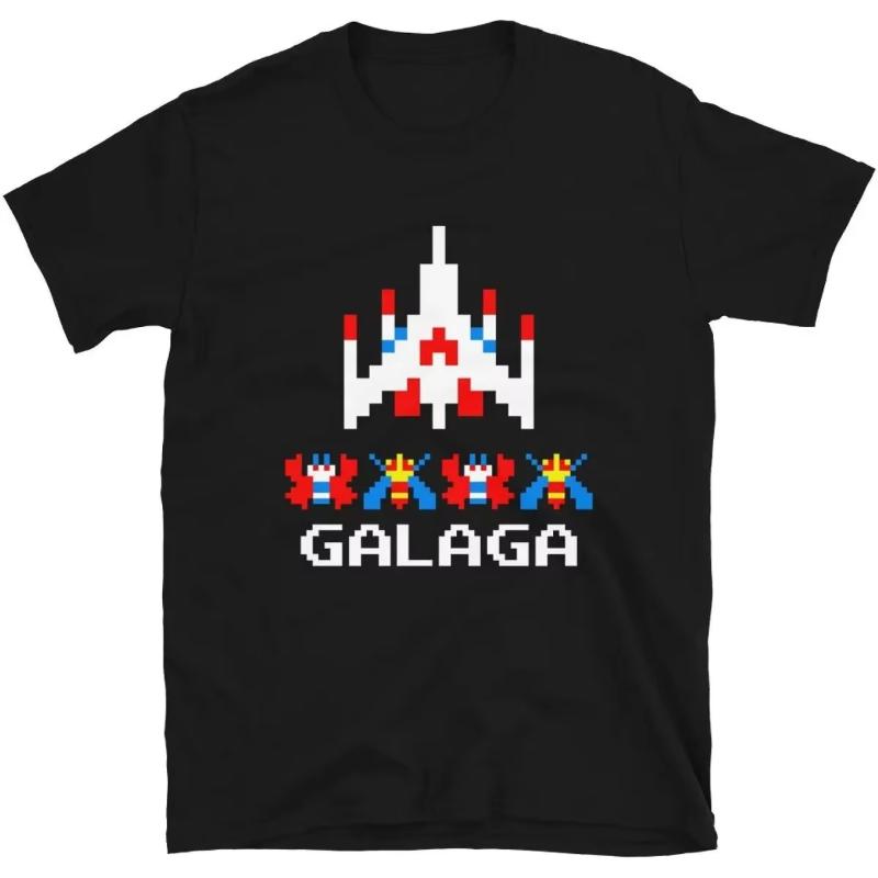 Cool Arcade Galaga Video Game Retro Vintage 80s Invader Space Gaming Alien T Shirt for Men 100% Cotton Gift Idea Clothes