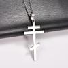 Stylish Stainless Steel Orthodox Cross Pendant Necklace for Women Men Religious Prayer Charms Chain Faith Metal Church Jewelry