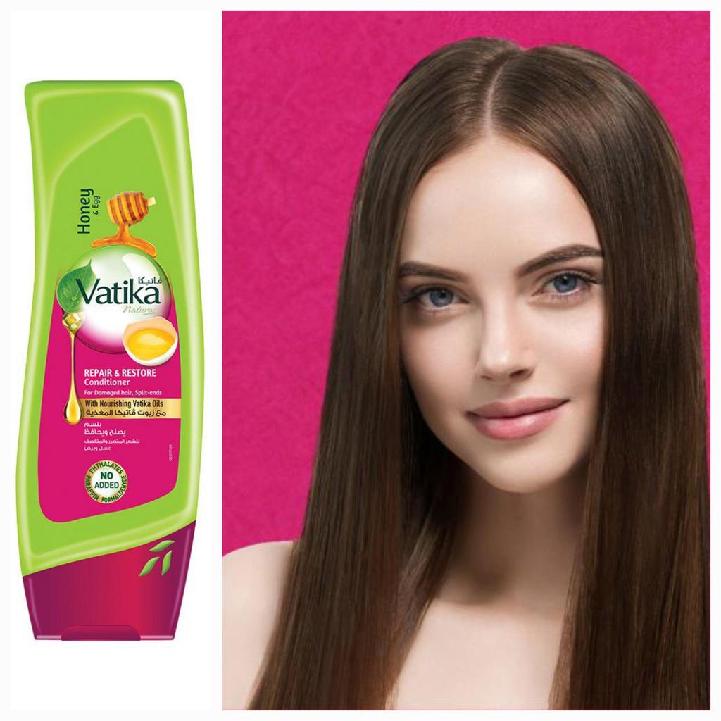 Repair & Restore Conditioner Vatika Dabur | Honey & Egg Proteins | Nourishes Hair Roots | For Damaged and Split-ends