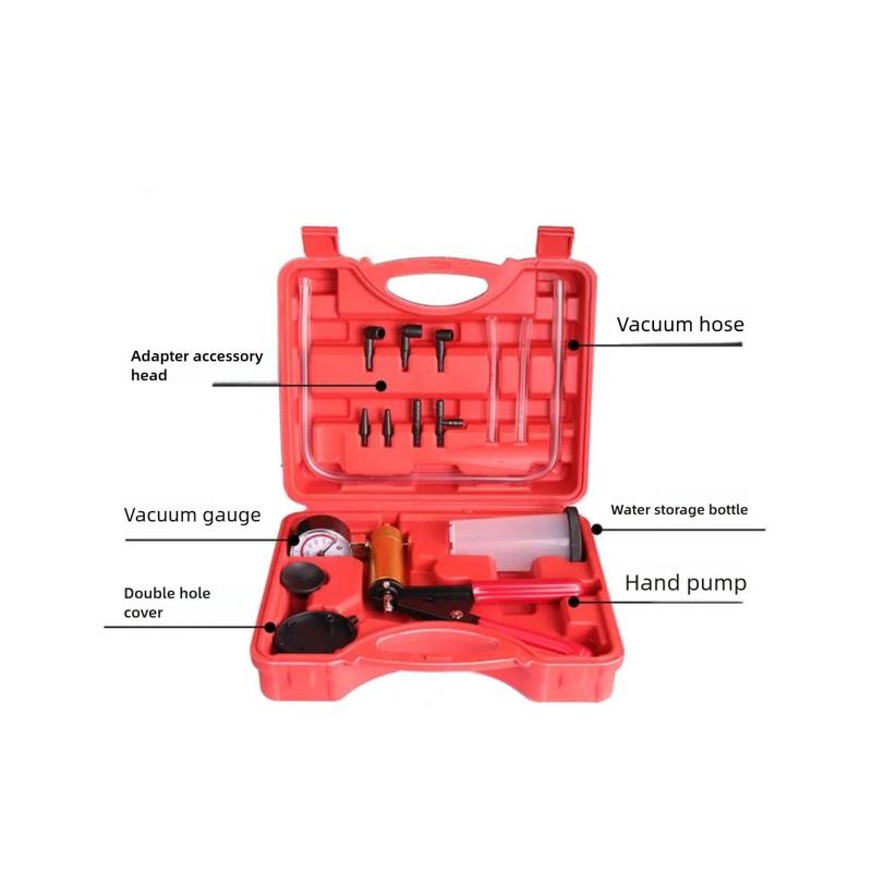 Manual Brake Bleeder Vacuum Pump Kit Automotive Fluid Tester with Gauge Adapters 2 In 1 Handheld Pistol Test Tool for Car Truck