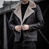 Winter Velvet Leather Jacket Korean Style Motorcycle Green Handsome Lapel Jacket Fit Slim Men's Pu Jacket Trendy