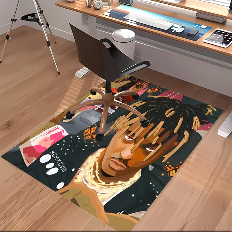 1pc Juice WRLD Print Area Rug - Soft, Washable Non-Slip Indoor Mat for Office Chairs, Living Room, Home Office Decorative Rug
