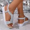 Fashion Fashion Silver Crystals Platform Sandals Women Summer Elastic Band Thick Bottom Sandles Woman 2025 Lightweight Beach Sandals
