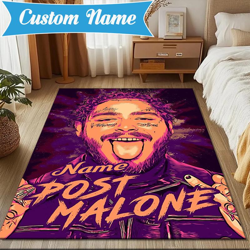 Custom Name Musician's Post Malone Rug Game Carpet, Floor Mat for Bedroom Living Room Entryway Rug, Home Decor Idea Gift for Christmas Birthday