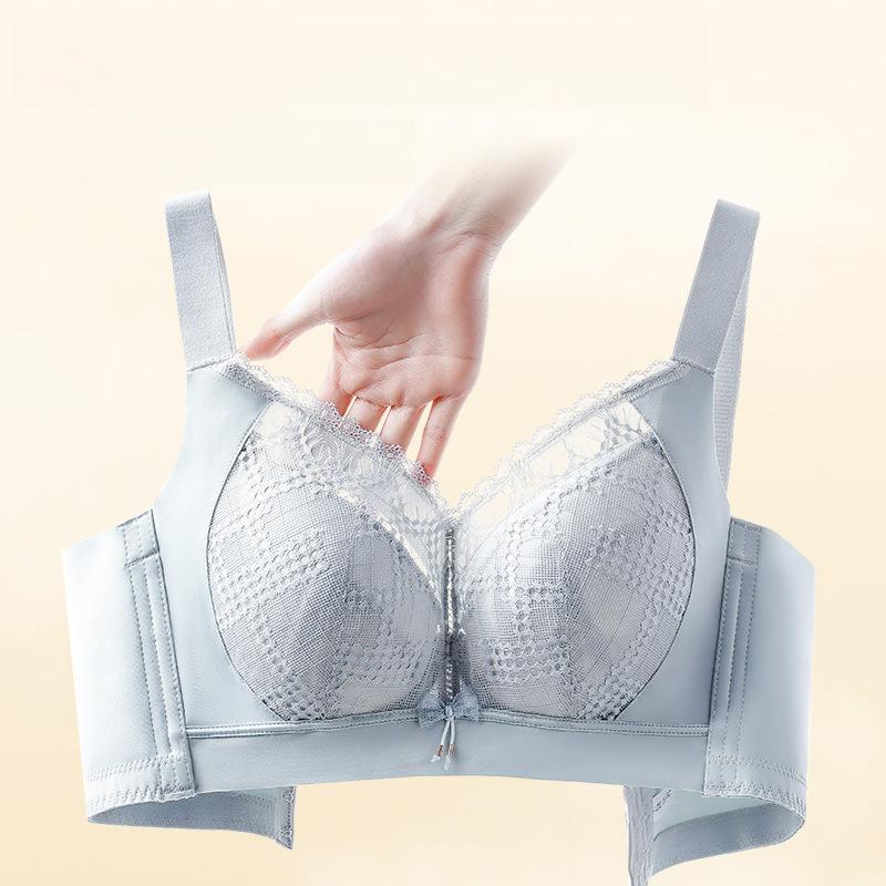 Große Größen Dessous für Frauen Dünner Schnitt Ohne Bügel Gerafftes Oberteil Stützend Anti-Hänge-BH