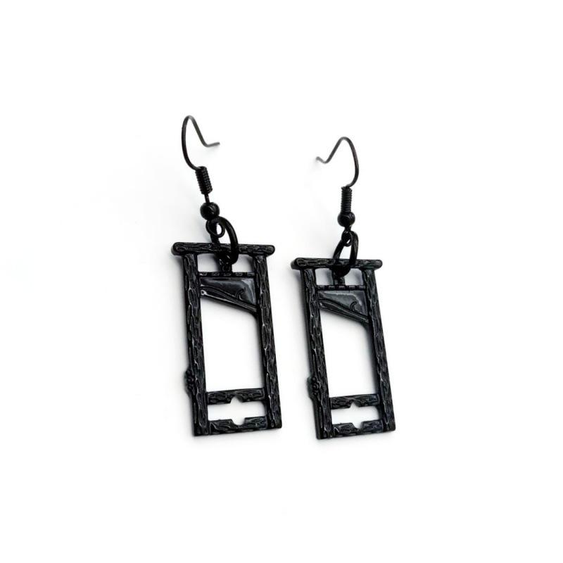 Gothic Halloween Guillotine Earrings - Dark Hip Hop Style