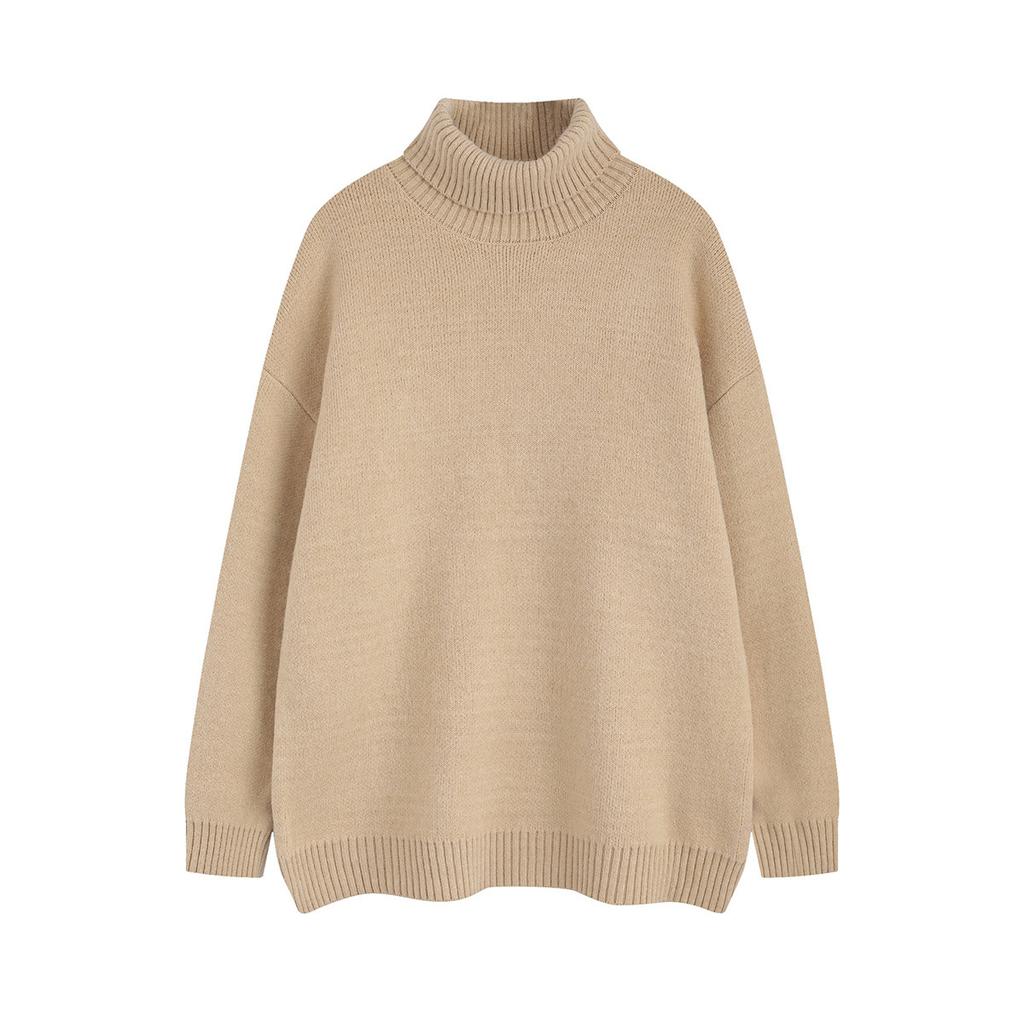 Men's clothing autumn and winter men's and women's thickened turtleneck sweater solid color pullover warm knitted sweater