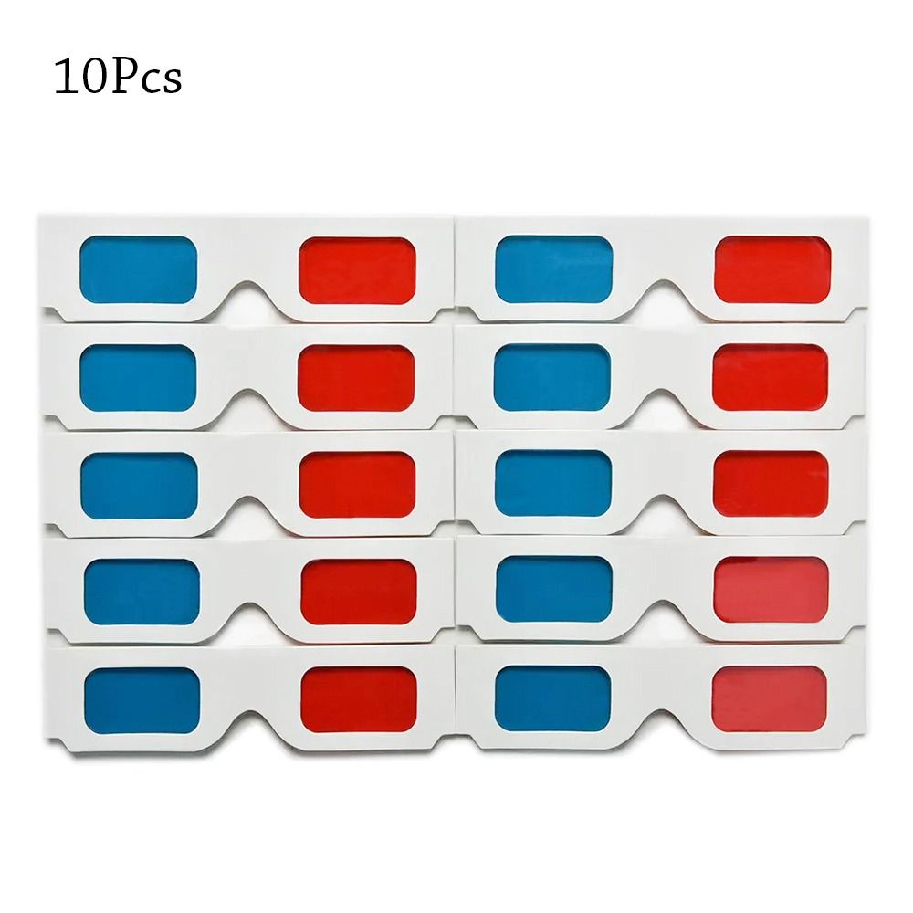 10Pcs Portable Red Blue 3D Glasses Cyan Real Cinemas Movie Game Glasses Dvd 3D Tv Cardboard Paper Glasses