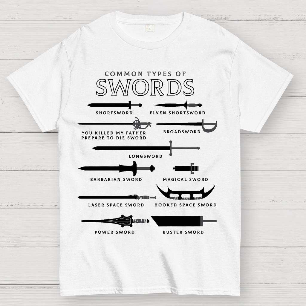 Common Types Of Swords Unisex 100% Cotton Summer Casual Cool Loose T-Shirt