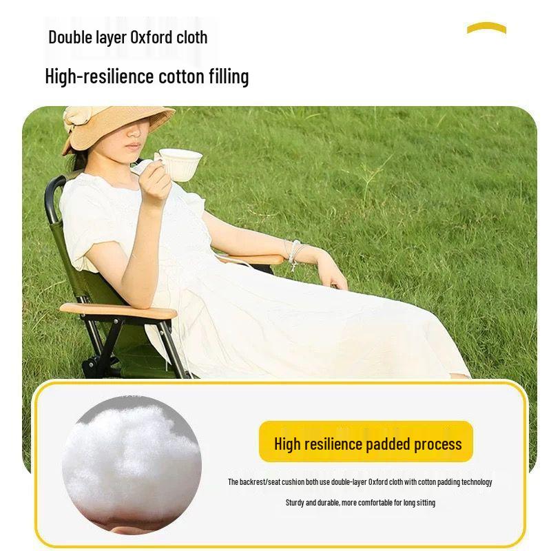 Cotton-Padded Kermit Folding Camping Chair with Backrest for Outdoor Use