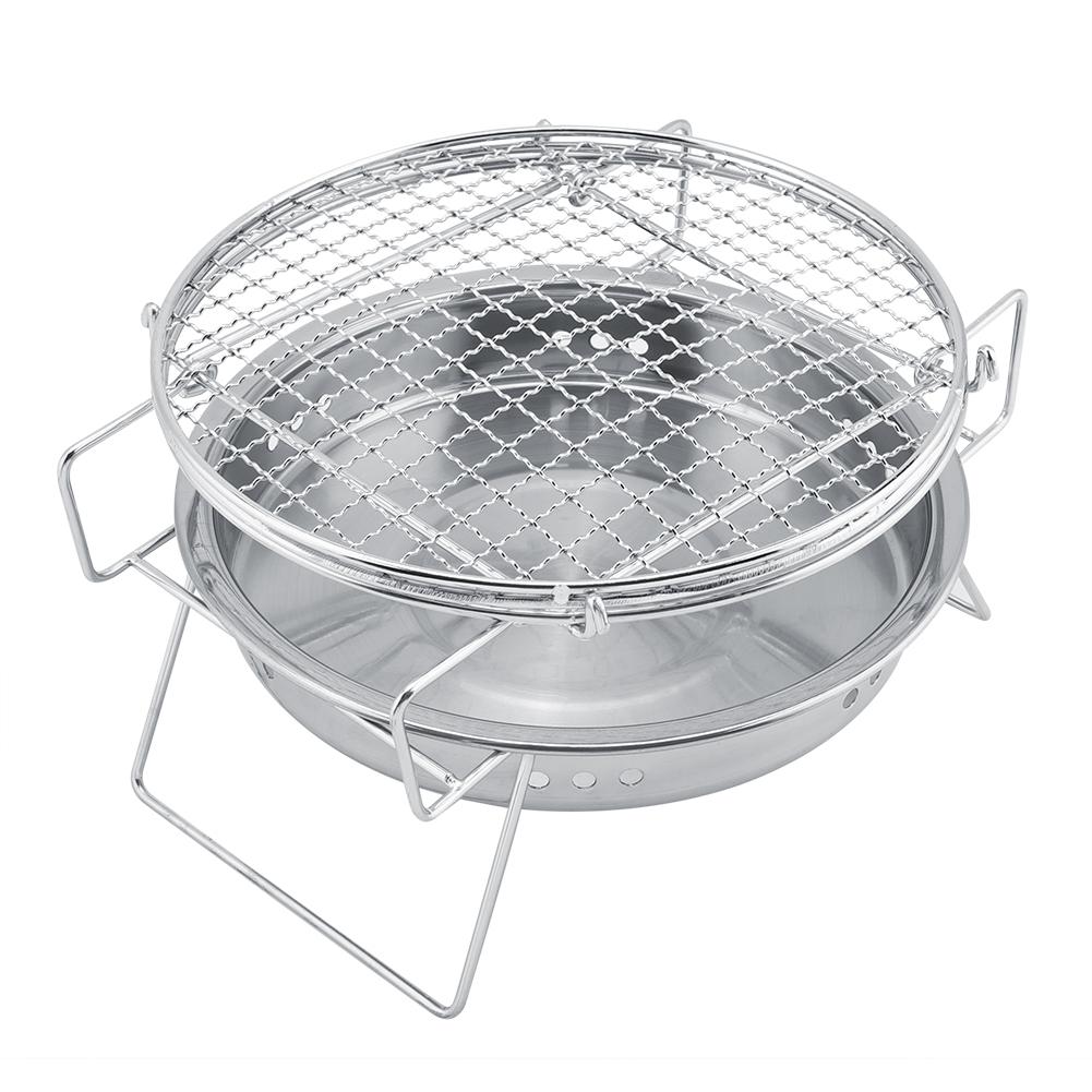 Mini-Grill aus Edelstahl, faltbar, tragbar, runder Grillofen für Outdoor-Camping, Terrasse