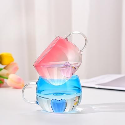 Verre d'amour de haute valeur changement de couleur progressif ménager résistant aux hautes températures tasse à petit-déjeuner grande capacité simple couche tasse à café