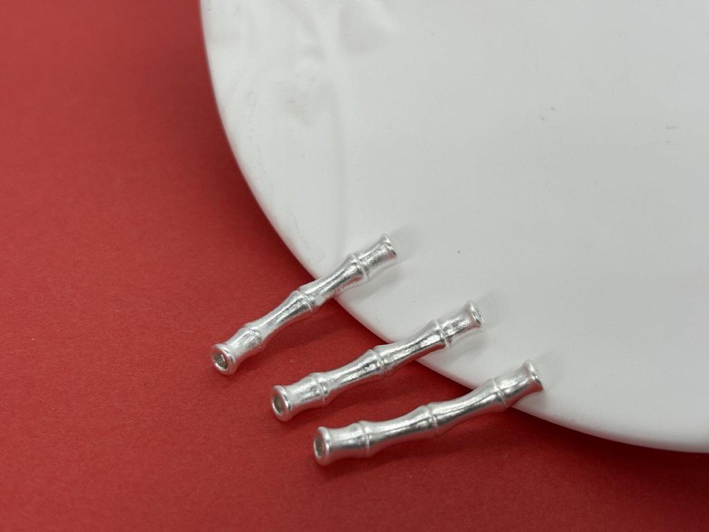 Sterling Silver 999 Bamboo Luck Transfer Beads 3D Craft Loose Silver Beads for DIY Jewelry, Bracelets, or Rope Wristbands