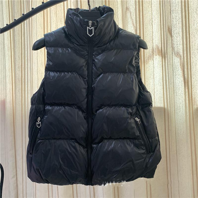 Frauen Herbst Weiße Ente Unten Mantel Jacke Gepolsterte Weste Stehkragen Ärmellose Zipper Tasche Verdicken Lose Alle Spiel Einfarbig