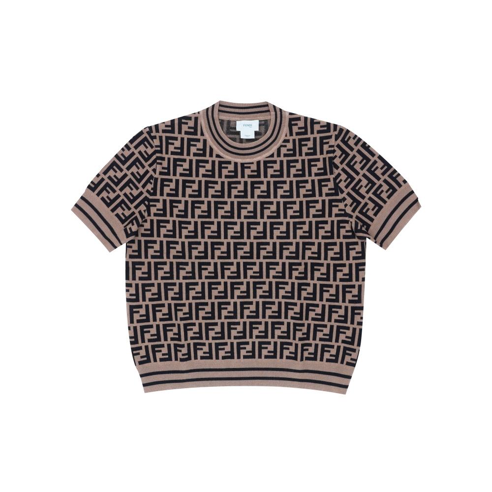 Fendi Monogram Jacquard Korte Mouw Kinderen Gebreid Jfg069 Aeyd F15b6 JFG069 AEYD F15B6 (12+) gray