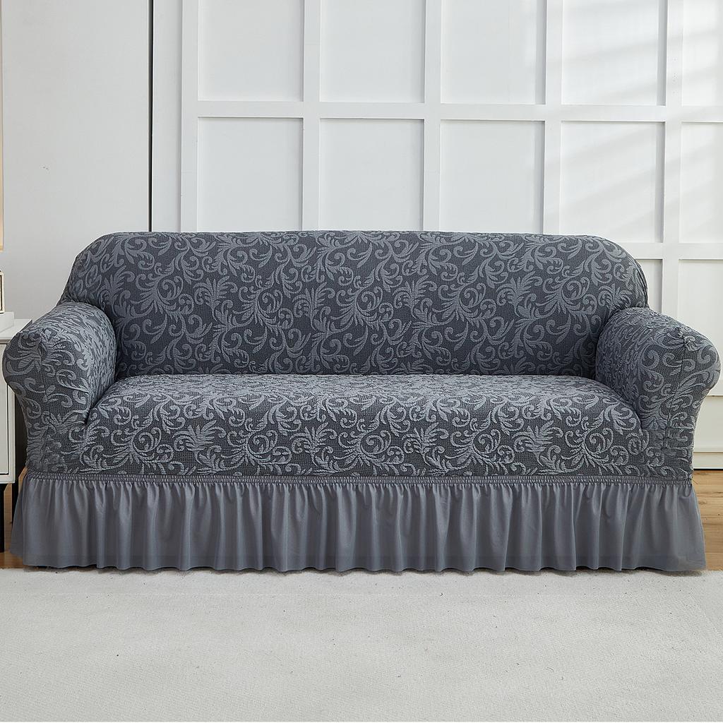 1pc European Style Flower Sofa Slipcover with Skirt Jacquard Non-slip Sofa Covers Furniture Protector for Living Room Home Decor
