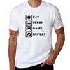 Eat Sleep Game Repeat Tshirt Stain Resistant Casual Tee