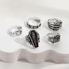 1 Set Gothic Skull Rings Set for Women Men Antique Silver Metal Skeleton Skull Belt Buckle Finger Ring Punk Jewelry